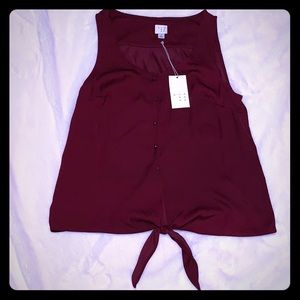 NWT Burgundy button blouse